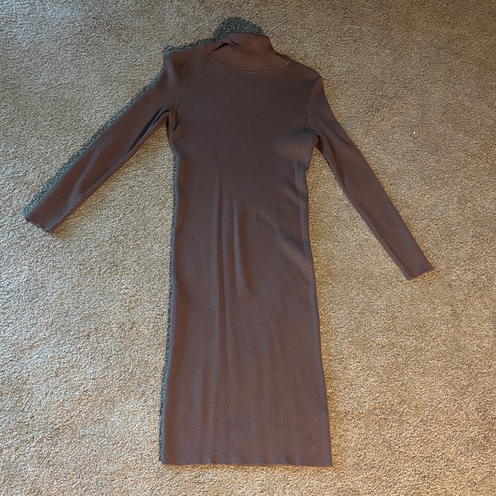 Elegant Brown Long Sleeve Dress